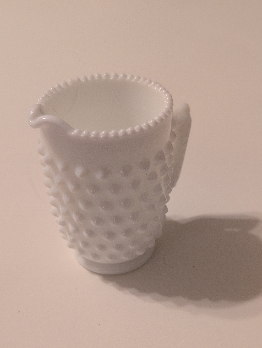 White Fenton Hobnail Milk Glass Small Creamer Pitcher